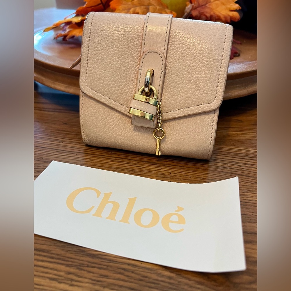 Chloé Leather blush pink multicolor compact Lock and Key Wallet